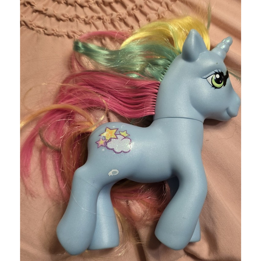 Hasbro My Little Pony Blue Figure 2006 Wavy Pink Yellow Green Hair